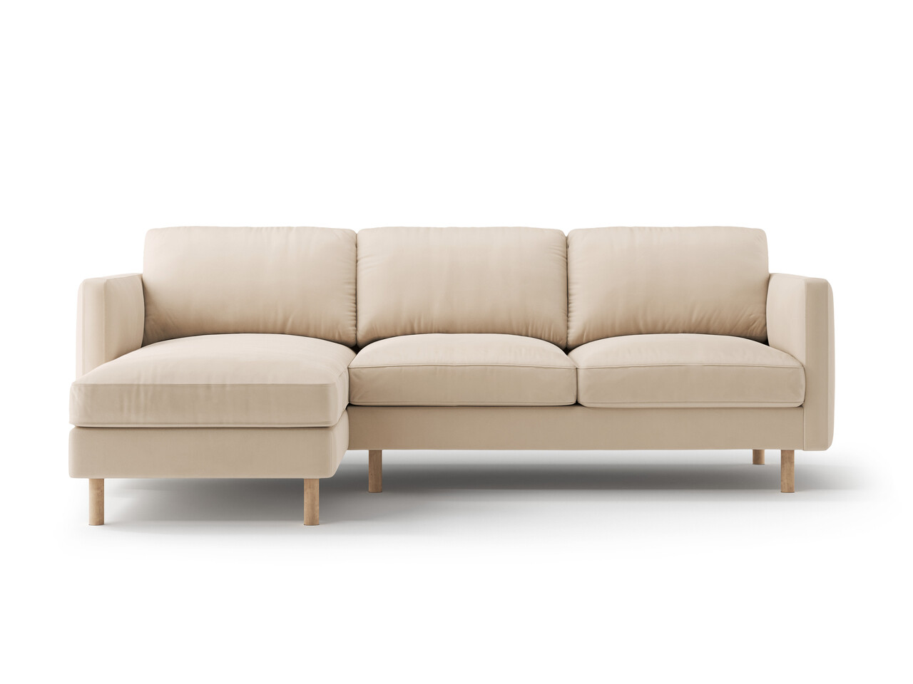 Coltar stanga 3 locuri, Eden, Micadoni Home, 250x150x90 cm, catifea, bej nude - imagine 6